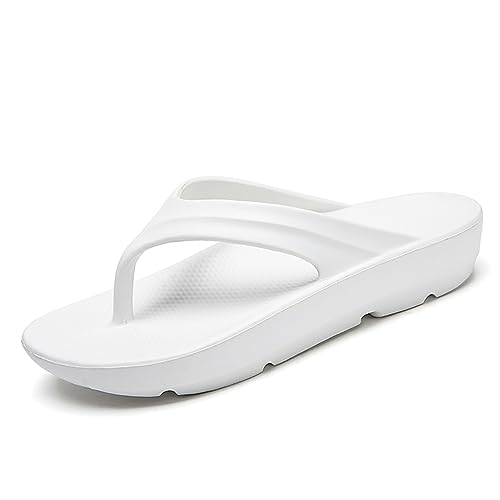 Monissy bunt Zehentrenner unisex damen jungen herren Flip-flops Schlappen Slides Badelatschen Pantoletten sommerschuhe Hausschuhe Badenschuhe für Alltag Freizeit zuhause Büro Strand Pools, Weiß, 45 von Monissy