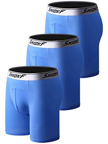 Monnisy Herren Seide Sportunterhosen ultradünne langes Hosenbein Sportunterwäsche vergrößerte Modal Boxershorts für Fahradfahren Fitness Größen XL-7XL, Blau, 7XL von Monissy