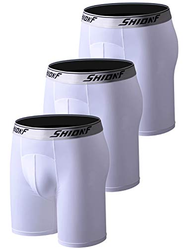 Monnisy Herren Seide Sportunterhosen ultradünne langes Hosenbein Sportunterwäsche vergrößerte Modal Boxershorts für Fahradfahren Fitness Größen XL-7XL, Weiß, 5XL von Monissy