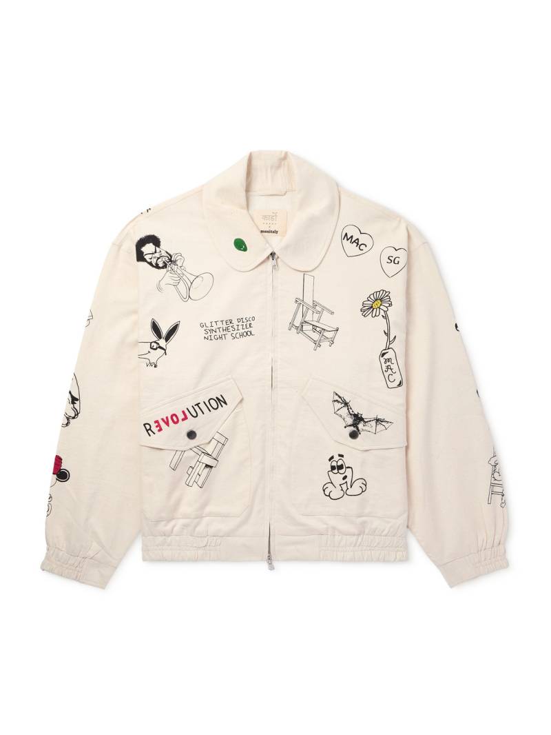 Monitaly - Kardo Printed Embroidered Cotton Jacket - Men - Neutrals - UK/US 44 von Monitaly