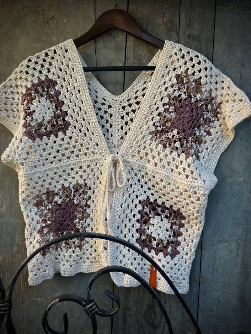 Oma Quadrat Weste, Damenpullover, Damenweste, Damen Strickjacke, Baumwoll-Strickjacke, Kuscheliger Pullover von MonjyHandmade