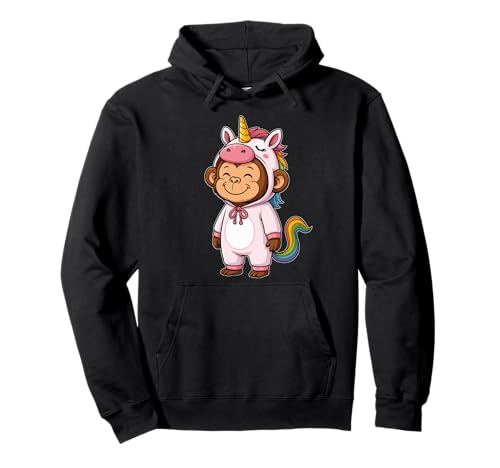 Kawaii AFFE im Einhorn Kostüm für Mädchen Kinder Affenliebhaber Pullover Hoodie von Monkey In Unicorn Costume Kawaii Design
