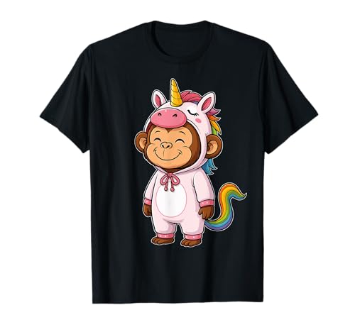 Kawaii AFFE im Einhorn Kostüm für Mädchen Kinder Affenliebhaber T-Shirt von Monkey In Unicorn Costume Kawaii Design