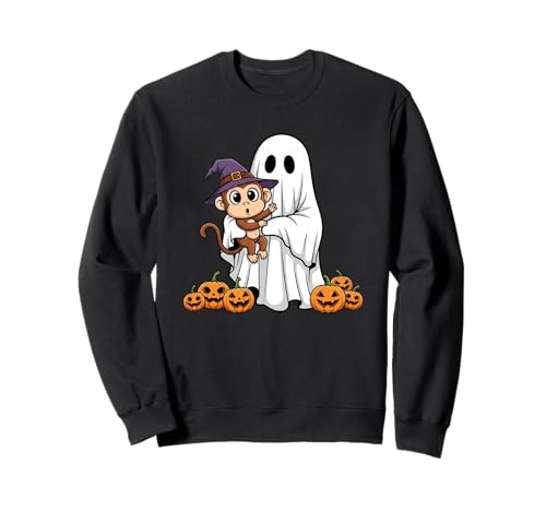 Lustiger Geisteraffe Kürbis Halloween Kinder Herren Damen Sweatshirt von Monkey Lovers Cute Halloween Outfits for Boy Girl