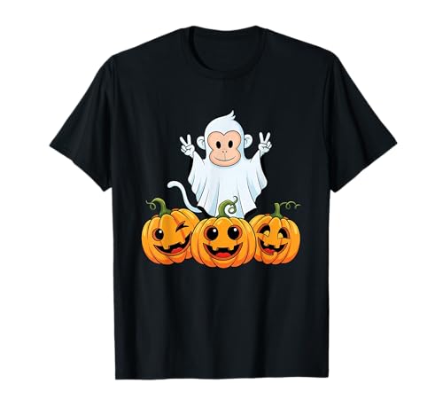 Lustiger AFFE Geist Kürbis Boo Halloween Kinder Herren Damen T-Shirt von Monkey Lovers Halloween Ghost Pumpkin Outfits