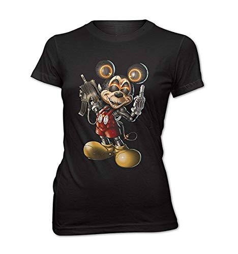 Damen Slim Fit T-Shirt Killer Maus Cyber Mick Cartoon von Monkey Print