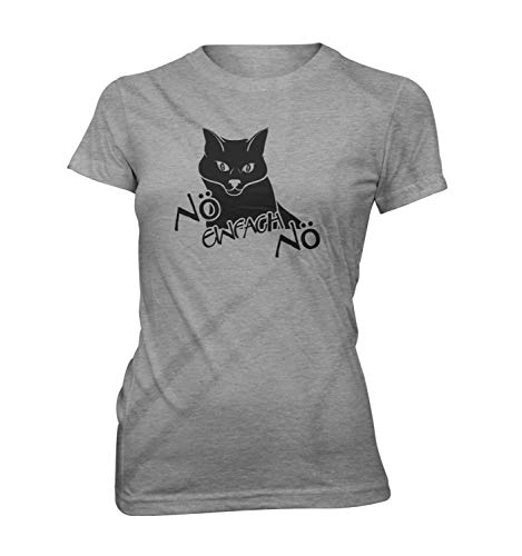 Damen T-Shirt Lady Fit Nö einfach NÖ Kitty Cat, Farbe:Graumeliert, Größe:M von Monkey Print