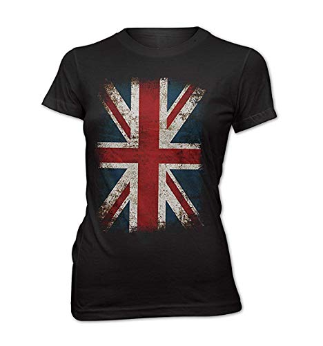 Damen T-Shirt Lady Fit Union Jack Flagge Vintage Rock Grunge UK England von Monkey Print