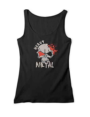 Damen Träger Top Shirt Heavy Metal Metalhead Skull Musik Explosion, Farbe:Schwarz, Größe:M von Monkey Print