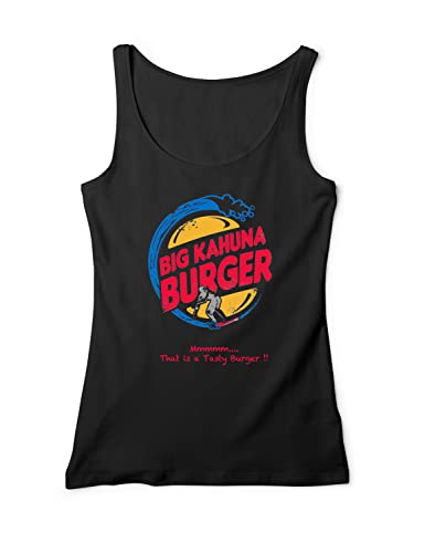 Damen Träger Top Shirt Pulp Big Kahuna Burger Jules Winnfield Fiction Tarantino, Farbe:Schwarz, Größe:L von Monkey Print