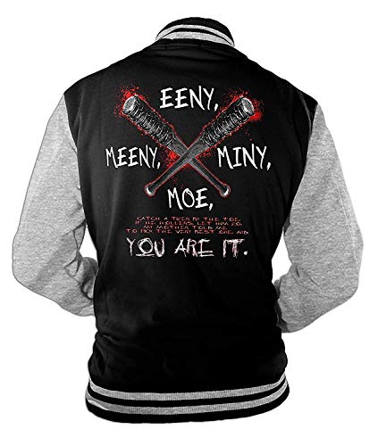 Herren College Jacke Eeny Meeny Miny Moe You Are it Walking Zombie Dead Baseballjacke von Monkey Print