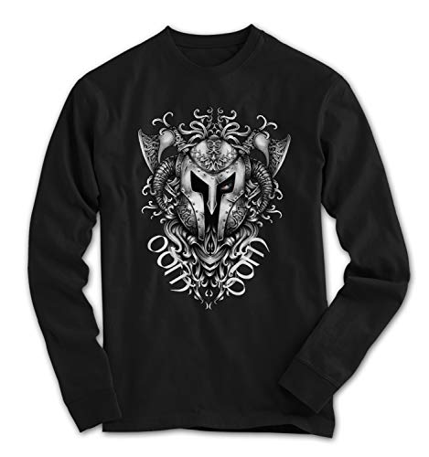 Herren Longsleeve T-Shirt Odin Warrior Vikings Wotan - Ragnar Thor Valhalla, Farbe:Schwarz, Größe:XL von Monkey Print