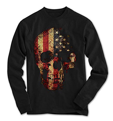 Herren Longsleeve T-Shirt Totenkopf Vintage Skull USA Flagge Rock Grunge von Monkey Print