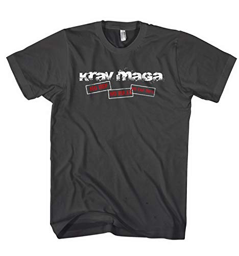 Herren T-Shirt Krav MAGA No Ref No Rules No Tapouts, Farbe:Anthrazit, Größe:L von Monkey Print