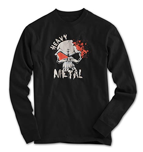 Herren T-Shirt Longsleeve Heavy Metal Metalhead Skull Musik Explosion, Farbe:Schwarz, Größe:3XL von Monkey Print