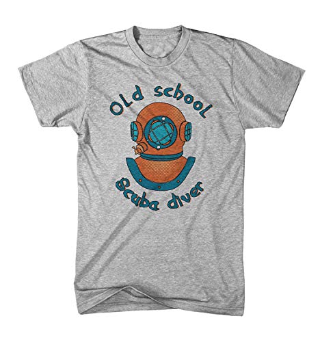 Herren T-Shirt Oldschool Scuba Diver Taucherhelm Dive, Farbe:Graumeliert, Größe:4XL von Monkey Print