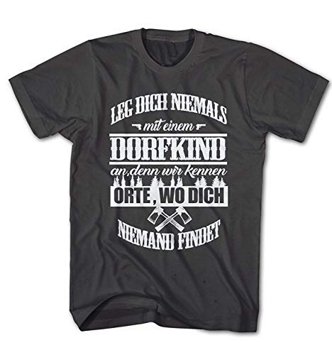 Herren T-Shirt Spruch Leg Dich Nicht mit einem Dorfkind an ... Fun von Monkey Print