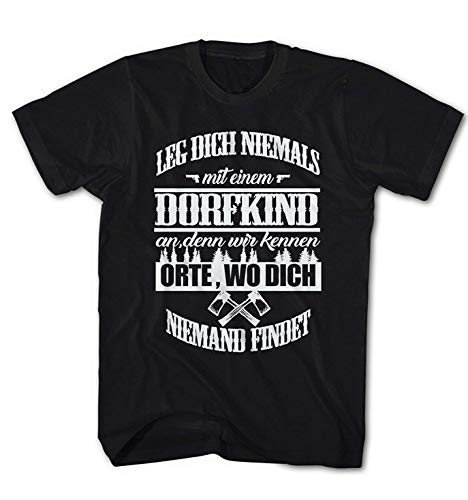 Herren T-Shirt Spruch Leg Dich Nicht mit einem Dorfkind an ... Fun von Monkey Print