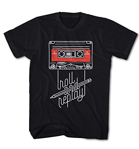 Herren T-Shirt Vintage Roll and Replay Kassette 80´s Musikkassette von Monkey Print