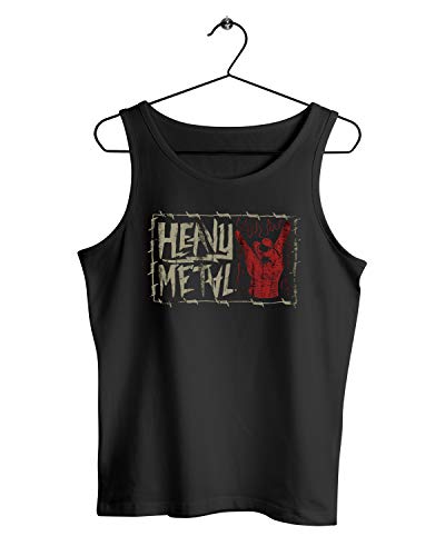 Herren Tank Top Muscle Shirt Heavy Metal Pommesgabel Rock Musik Fan, Farbe:Schwarz, Größe:4XL von Monkey Print