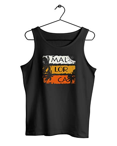 Herren Tank Top Muscle Shirt Mallorca Insel Strand Meer Sonne Urlaub, Farbe:Schwarz, Größe:L von Monkey Print