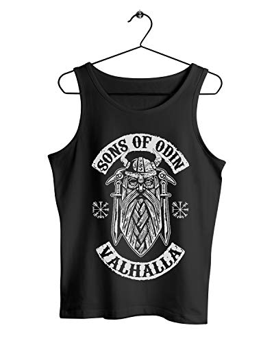 Herren Tank Top Muscle Shirt Son of Odin Valhalla Gott Vikings Wikinger, Farbe:Schwarz, Größe:4XL von Monkey Print