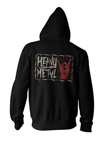 Herren Zipper Hoodie Heavy Metal Pommesgabel Rock Musik Fan, Farbe:Schwarz, Größe:3XL von Monkey Print