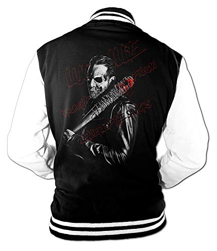 Monkey Print Herren College Jacke Negan Skull Saviors Walking Zombie Dead Lucille Baseballjacke von Monkey Print