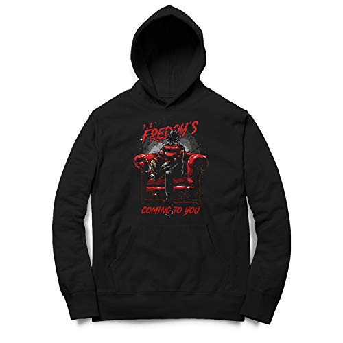 Monkey Print Herren Hoodie Kapuzenpullover 1.2. Freddy Kommt vorbei Nightmare, Farbe:Schwarz, Größe:L von Monkey Print