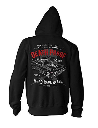 Monkey Print Herren Kapuzenpullover Zipper Hoodie Death Proof 200 MPH Hot Rod von Monkey Print