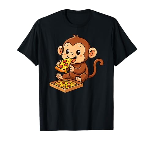 Affe Tierliebhaber Pizza Zoo Jungen Mädchen Kinder T-Shirt Affe Tierliebhaber Pizza Zoo Jungen Mädchen Kinder T-Shirt von MonkeyAxis1