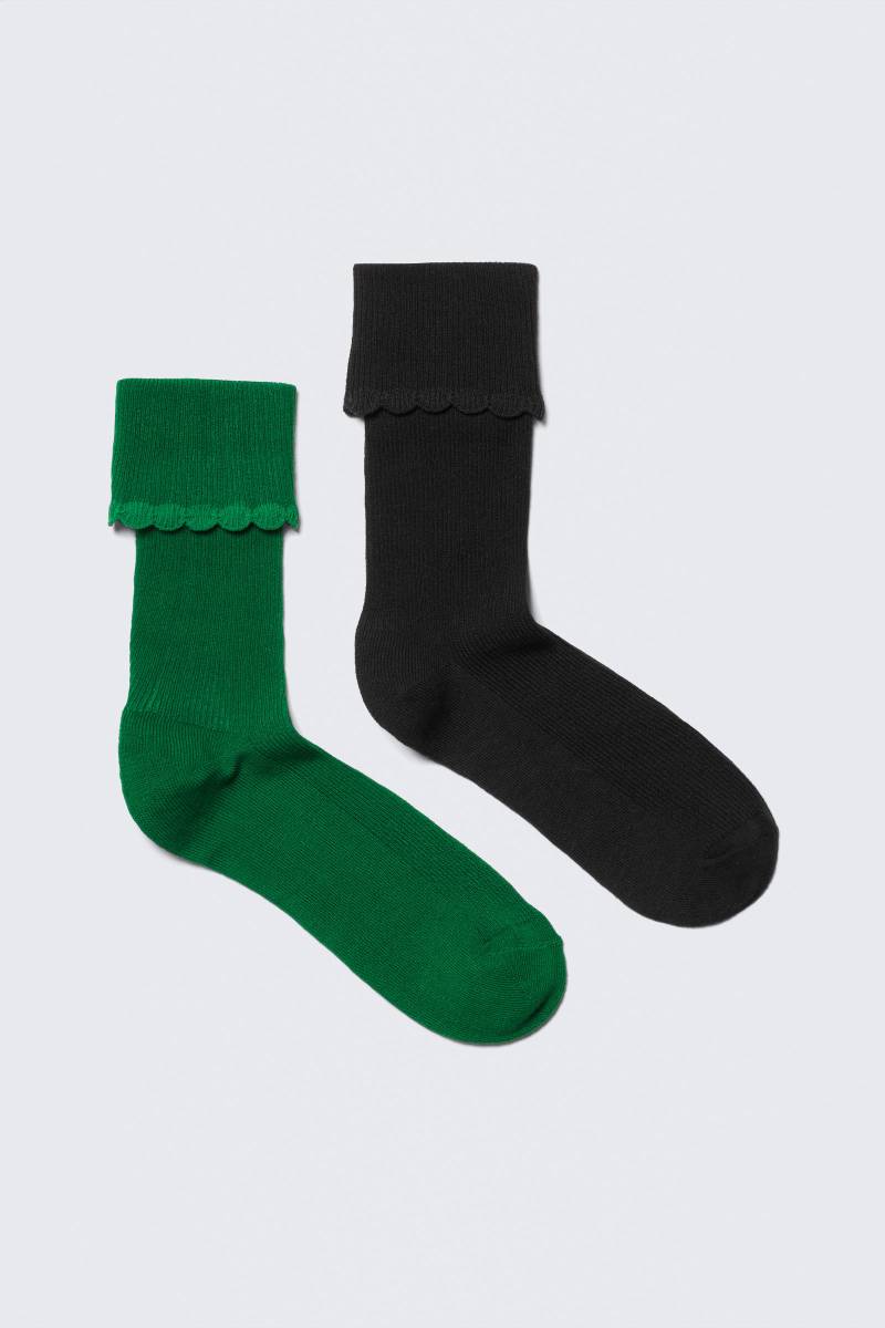 2-pack Scalloped Edge Crew Socks von Monki