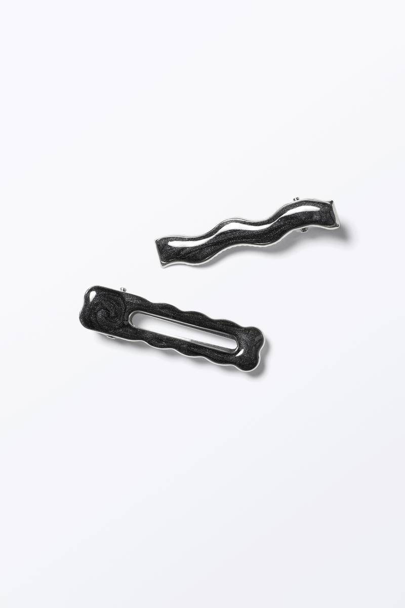 2Er-Pack Gewellte Haarspangen - Schwarz von Monki