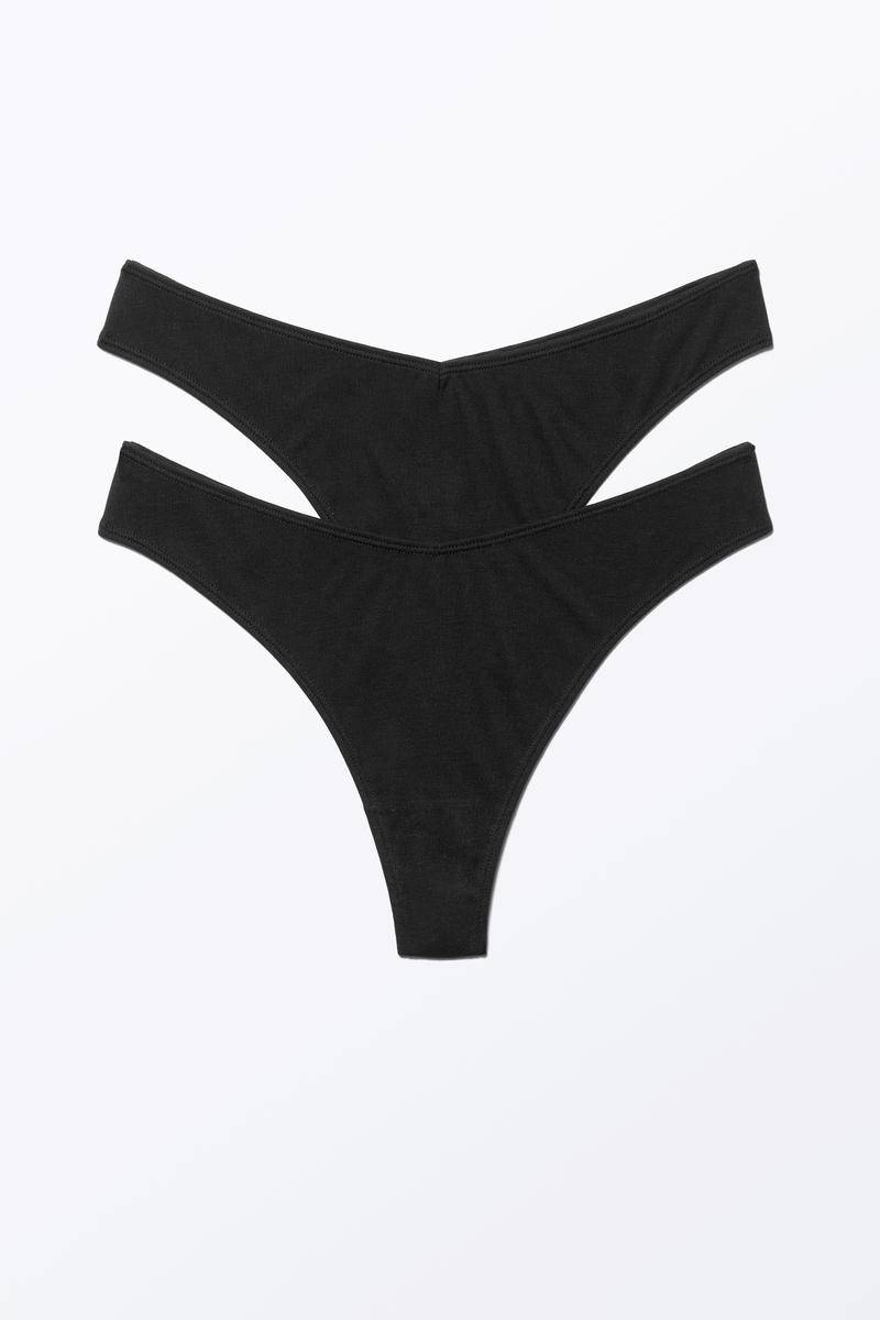 2Er-Pack Modal-Tangas Mit Niedriger Taille - Schwarz von Monki