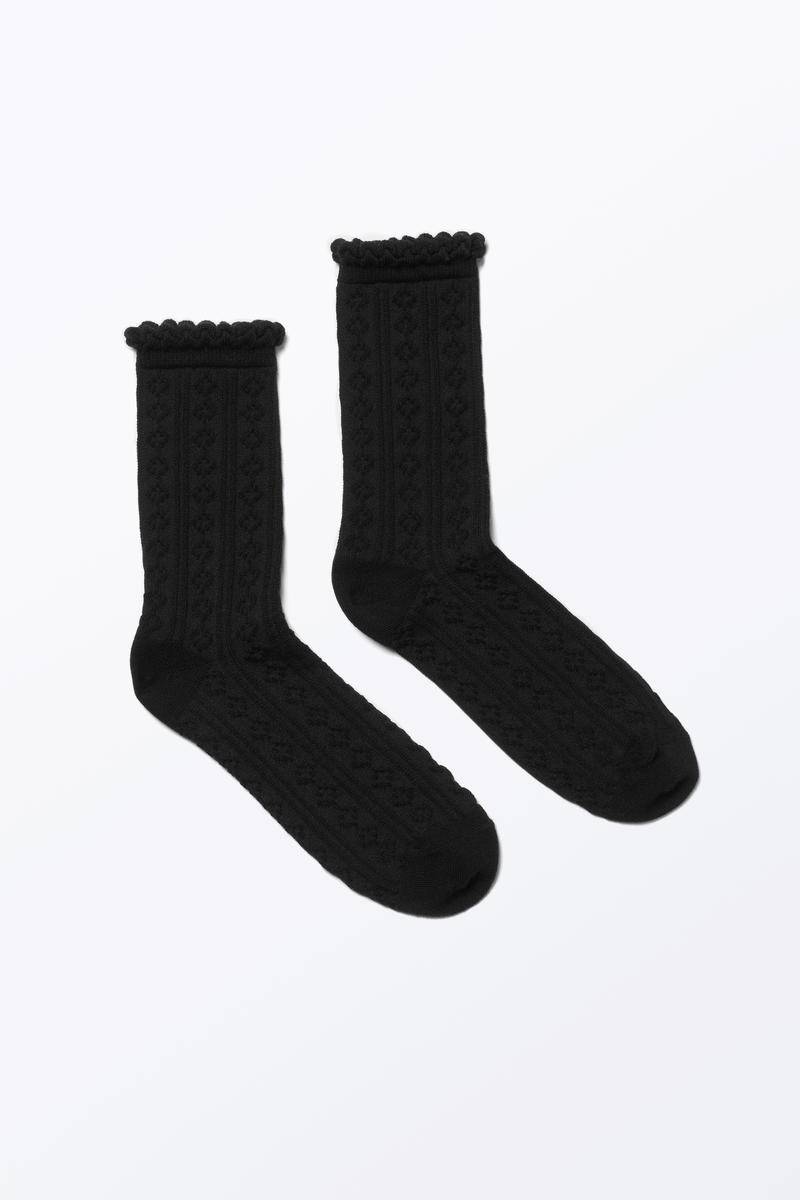 2Er-Pack Pointelle-Socken - Schwarz von Monki