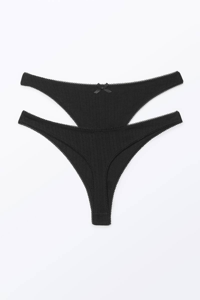 2Er-Pack Strings Mit Niedriger Taille - Schwarz von Monki