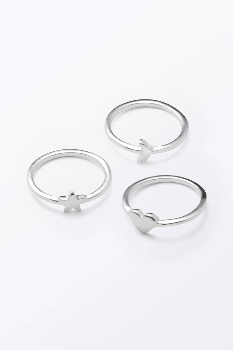 3Er-Pack Dekorativer Ringe - Silberfarben von Monki