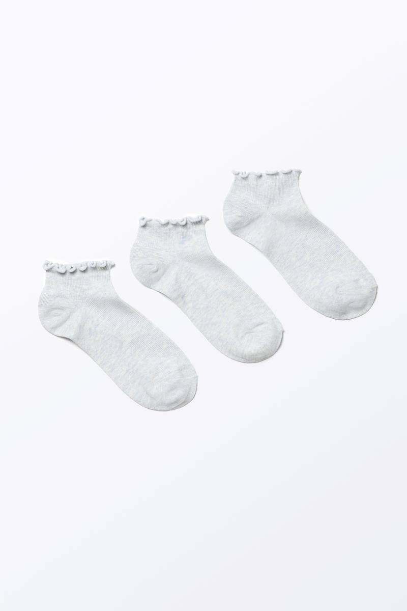 3Er-Pack Socken Mit Kräuselsaum - Grau von Monki