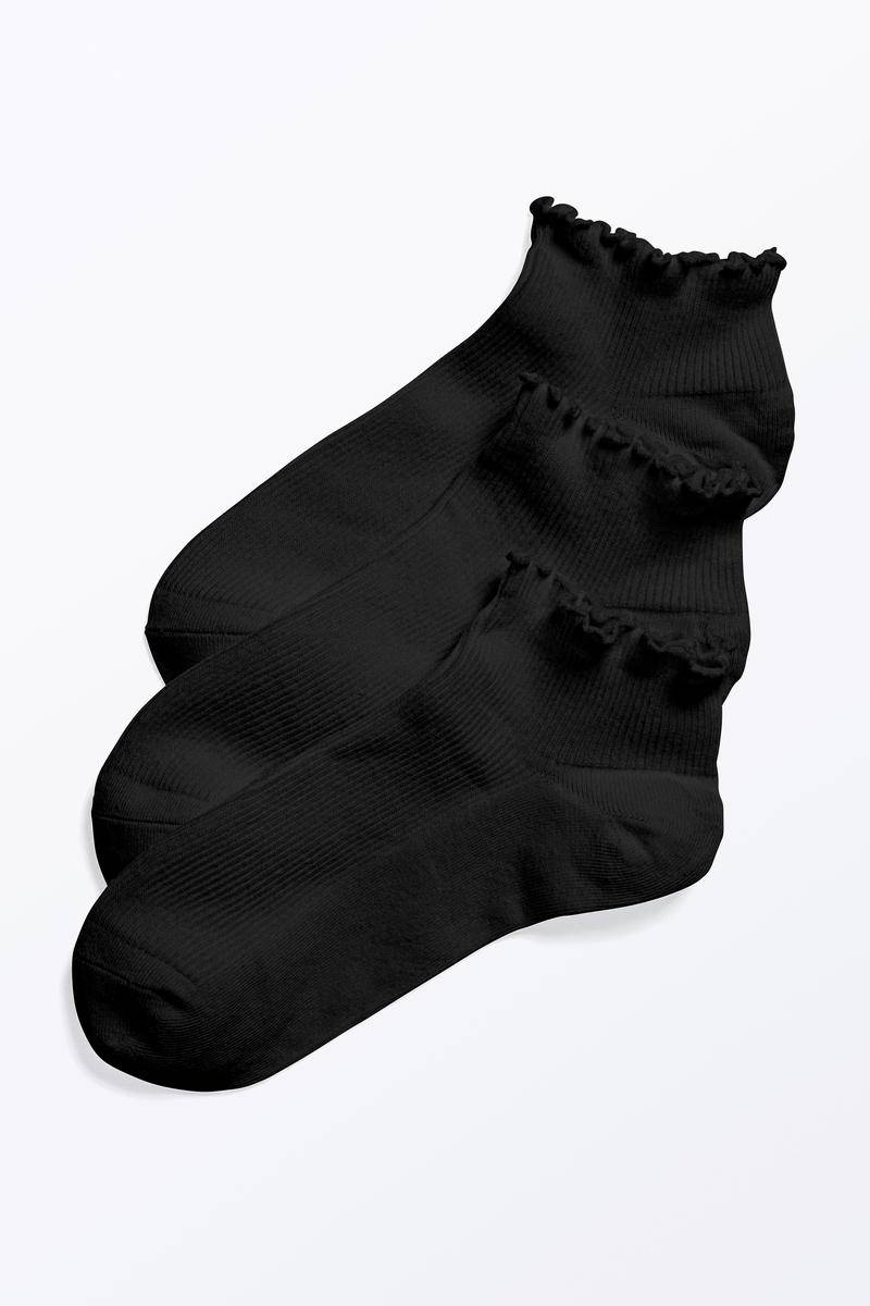 3Er-Pack Socken Mit Kräuselsaum - Schwarz von Monki