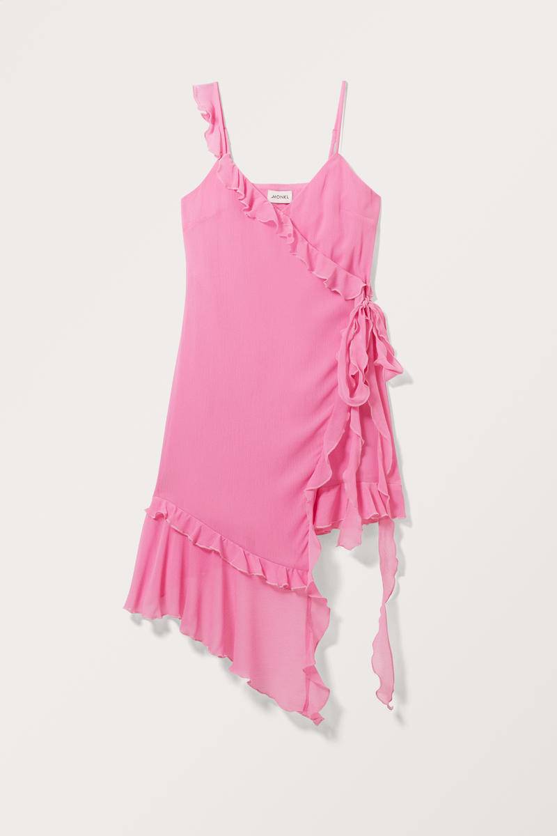 Asymmetrisches, Gerafftes Wickelkleid - Rosa von Monki