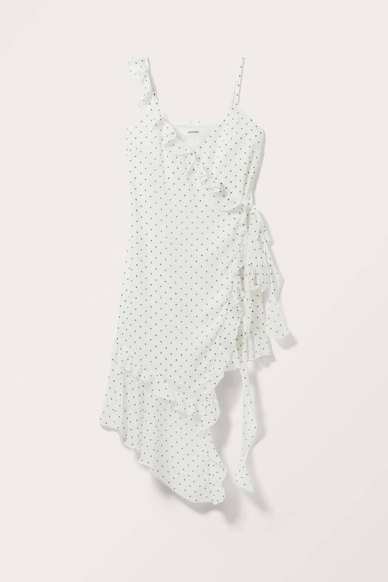 Asymmetrisches, Gerafftes Wickelkleid - Weiß von Monki