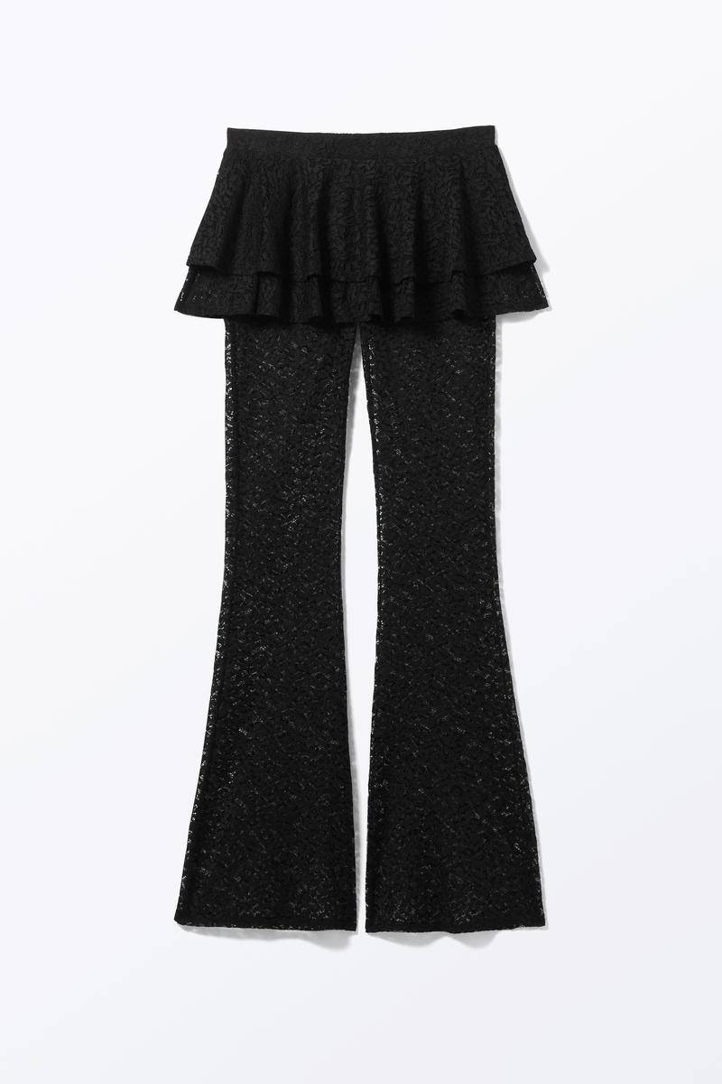 Spitzenbesetzter Hosenrock Mit Schlag - Schwarz von Monki