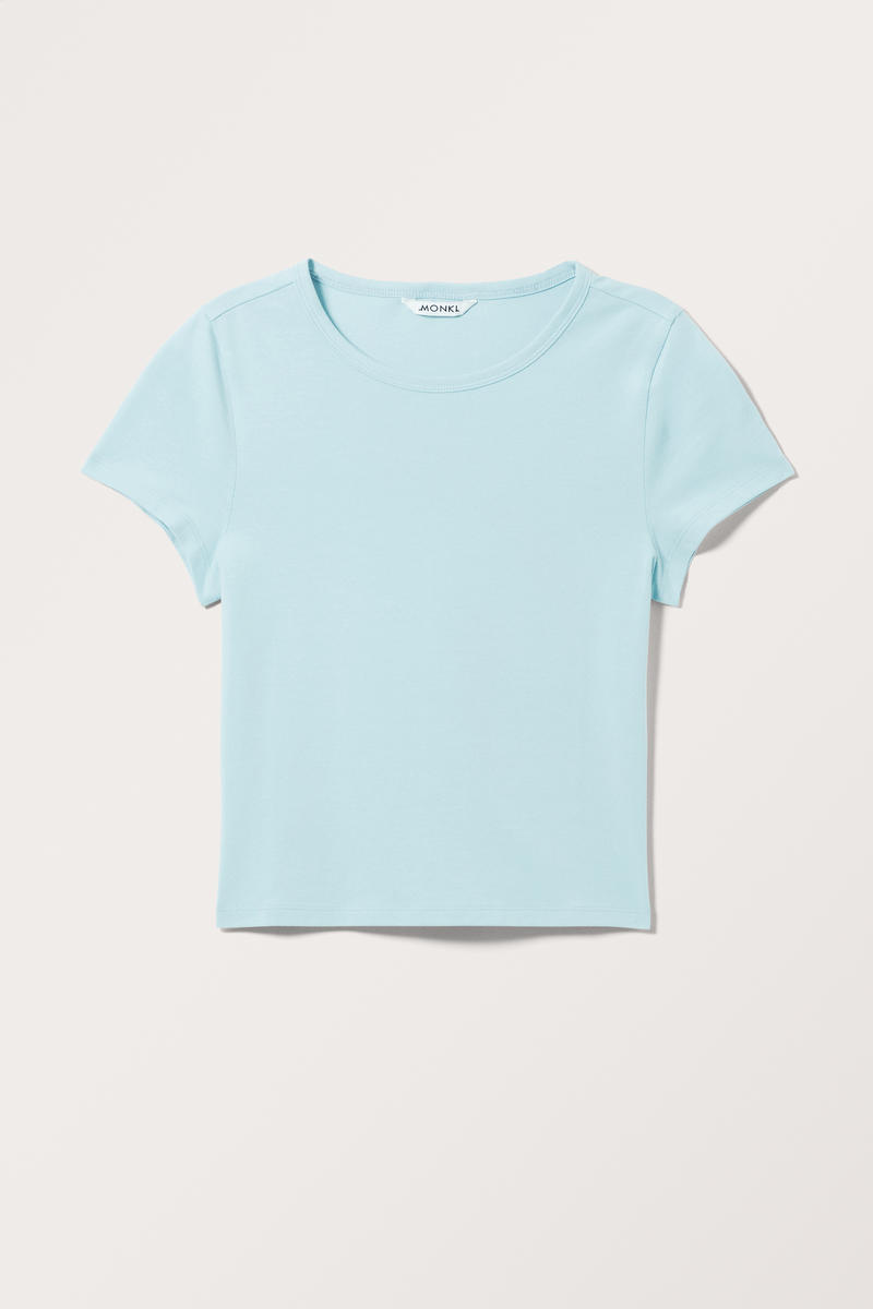 Bauchfreies, Körperbetontes Baumwoll-T-Shirt - Türkis von Monki