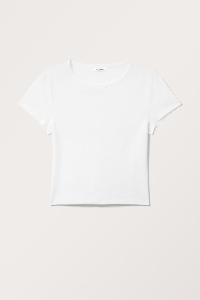 Bauchfreies, Körperbetontes Baumwoll-T-Shirt - Weiß von Monki