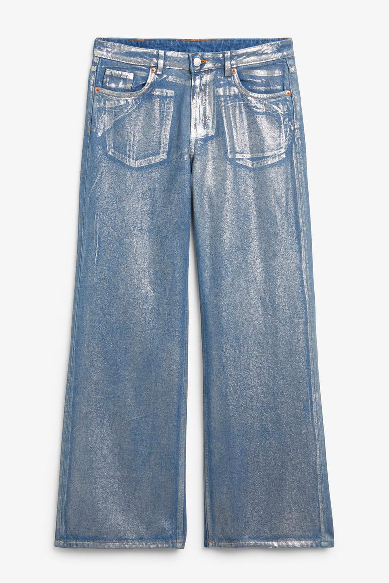 Beschichtete, Tief Sitzende Jeans Imoo - Blau Mehrfarbig von Monki