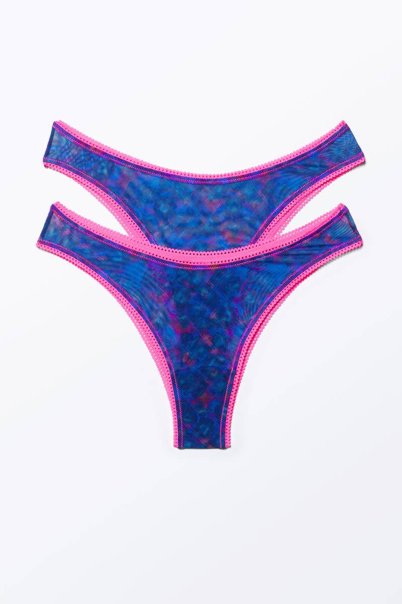 Brazilian Mesh-Slip Mit Spitze, 2Er-Pack - Blau Rosa von Monki