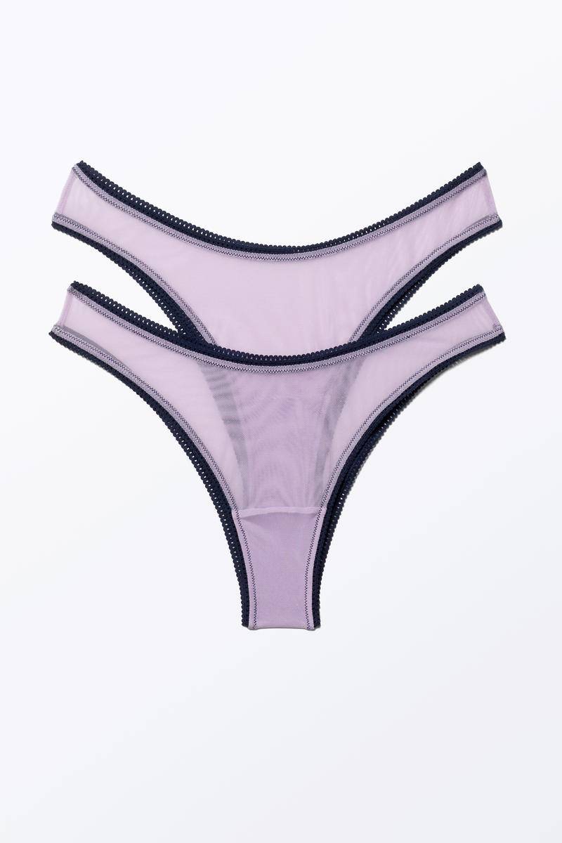Brazilian Mesh-Slip Mit Spitze, 2Er-Pack - Lila von Monki