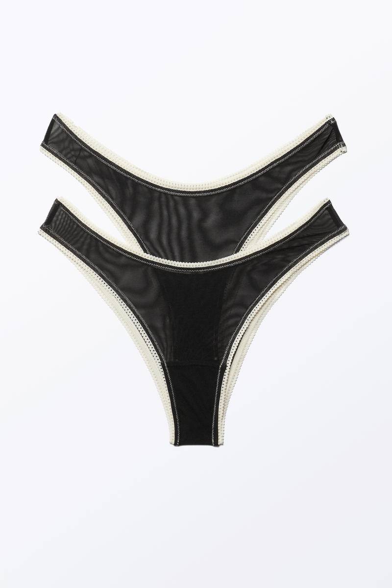 Brazilian Mesh-Slip Mit Spitze, 2Er-Pack - Schwarz von Monki
