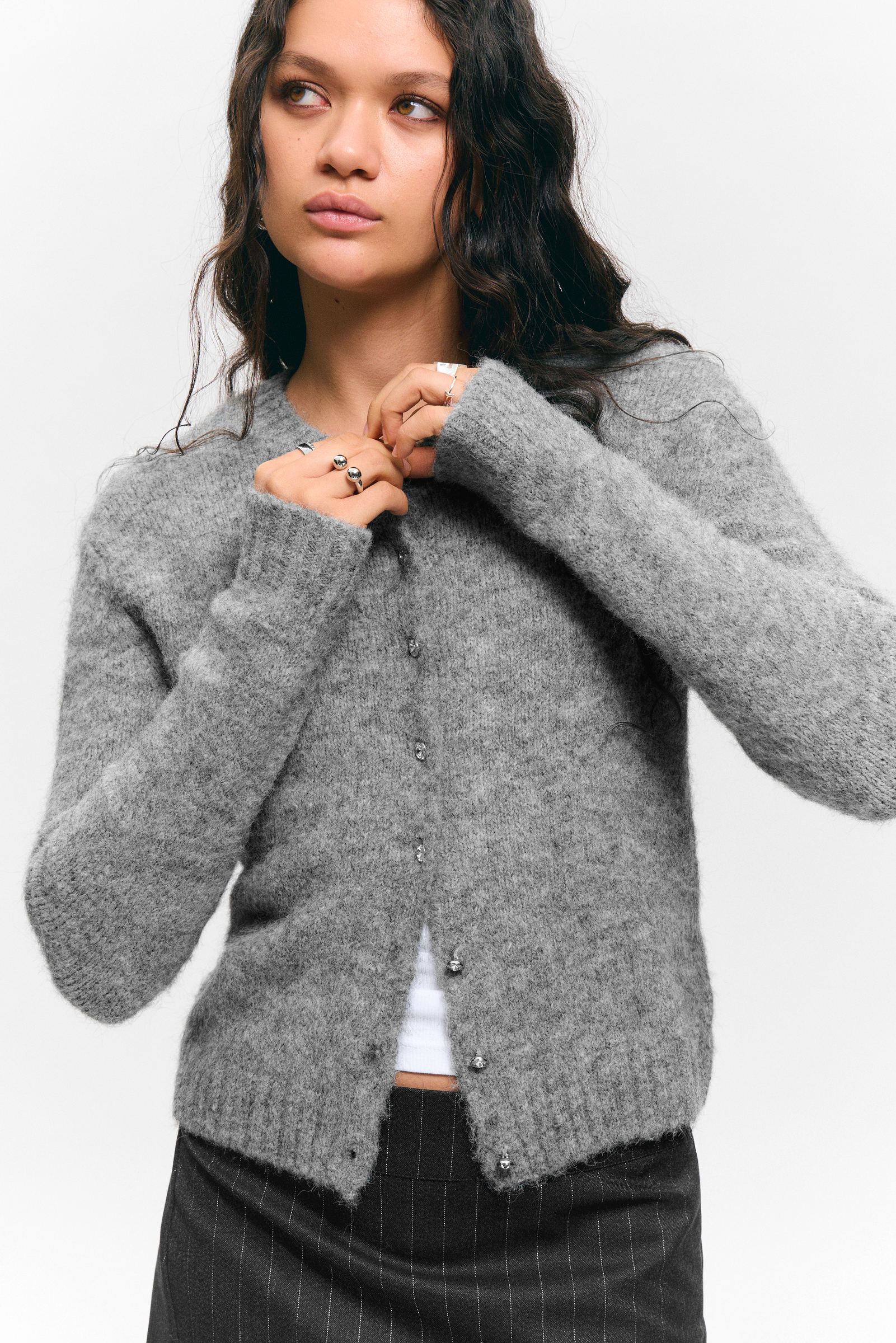 Brushed Knit Buttoned Cardigan von Monki