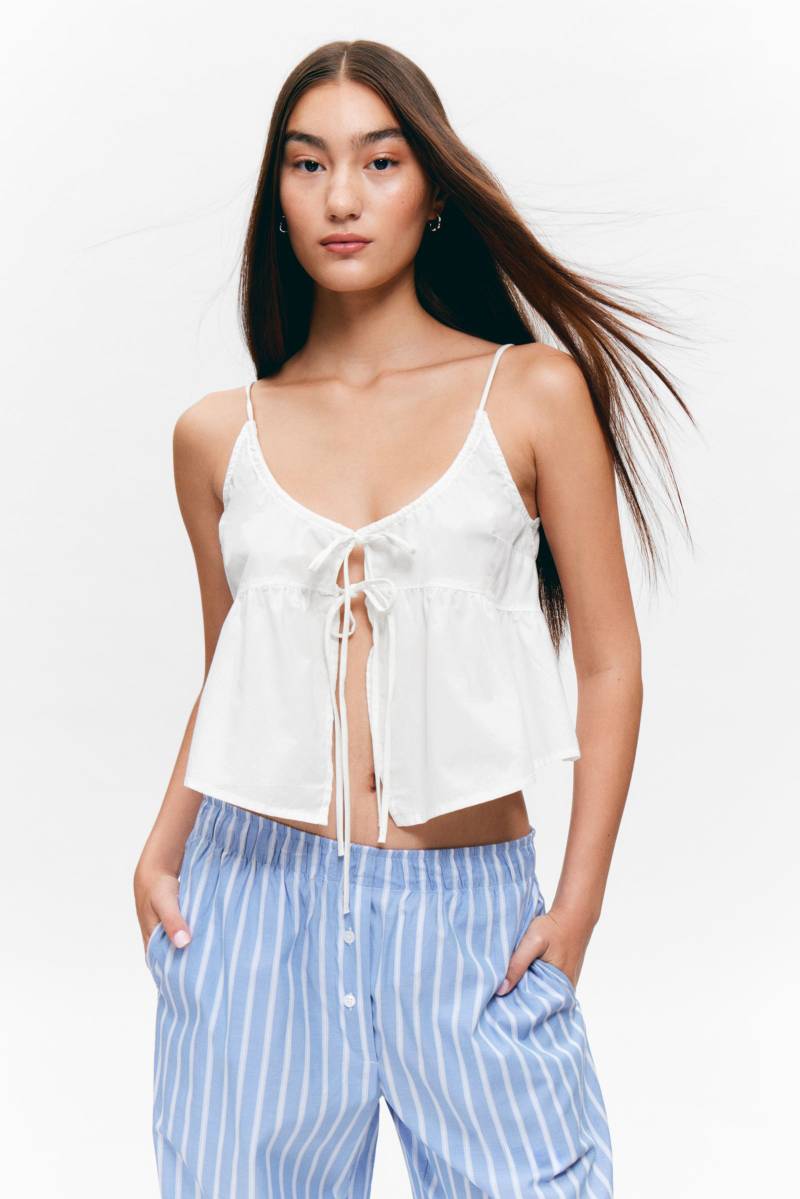 Cotton Poplin Tie-Front Pyjama Top von Monki